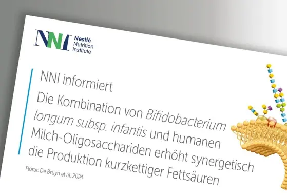 Die Kombination von Bifidobacterium  longum subsp. infantis und humanen  Milch-Oligosacchariden