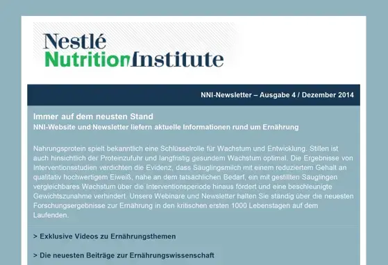 NNI-Website und Newsletter liefern aktuelle Informationen rund um Ernährung (publications)