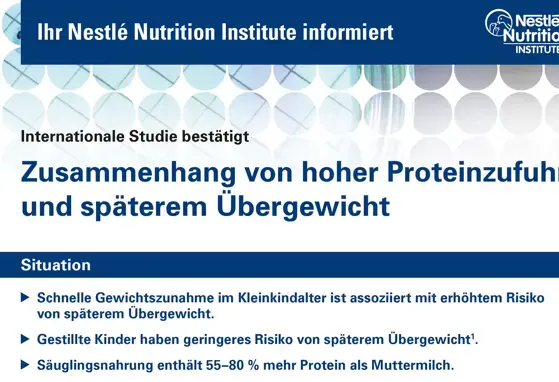 Zusammenhang von hoher Proteinzufuhr und späterem Übergewicht (publications) Zusammenhang von hoher Proteinzufuhr und späterem Übergewicht (publications)