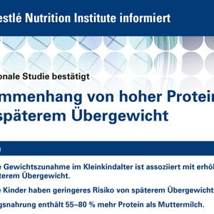 Zusammenhang von hoher Proteinzufuhr und späterem Übergewicht (publications)