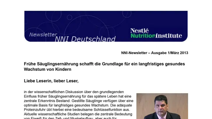 Frühe Säuglingsernährung schafft die Grundlage für ein langfristiges gesundes Wachstum von Kindern (publications)