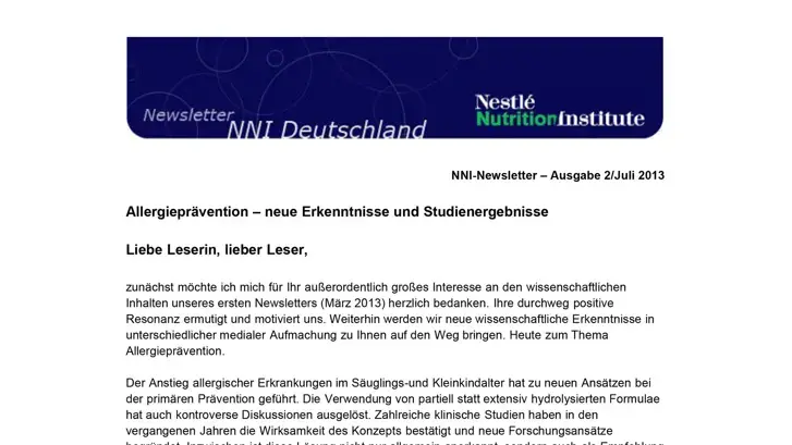Allergieprävention – neue Erkenntnisse und Studienergebnisse (publications) Allergieprävention – neue Erkenntnisse und Studienergebnisse (publications)