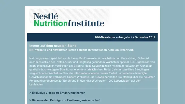 NNI-Website und Newsletter liefern aktuelle Informationen rund um Ernährung (publications)